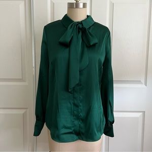 Riley & Rae | Tie-Neck Satin Bow Blouse